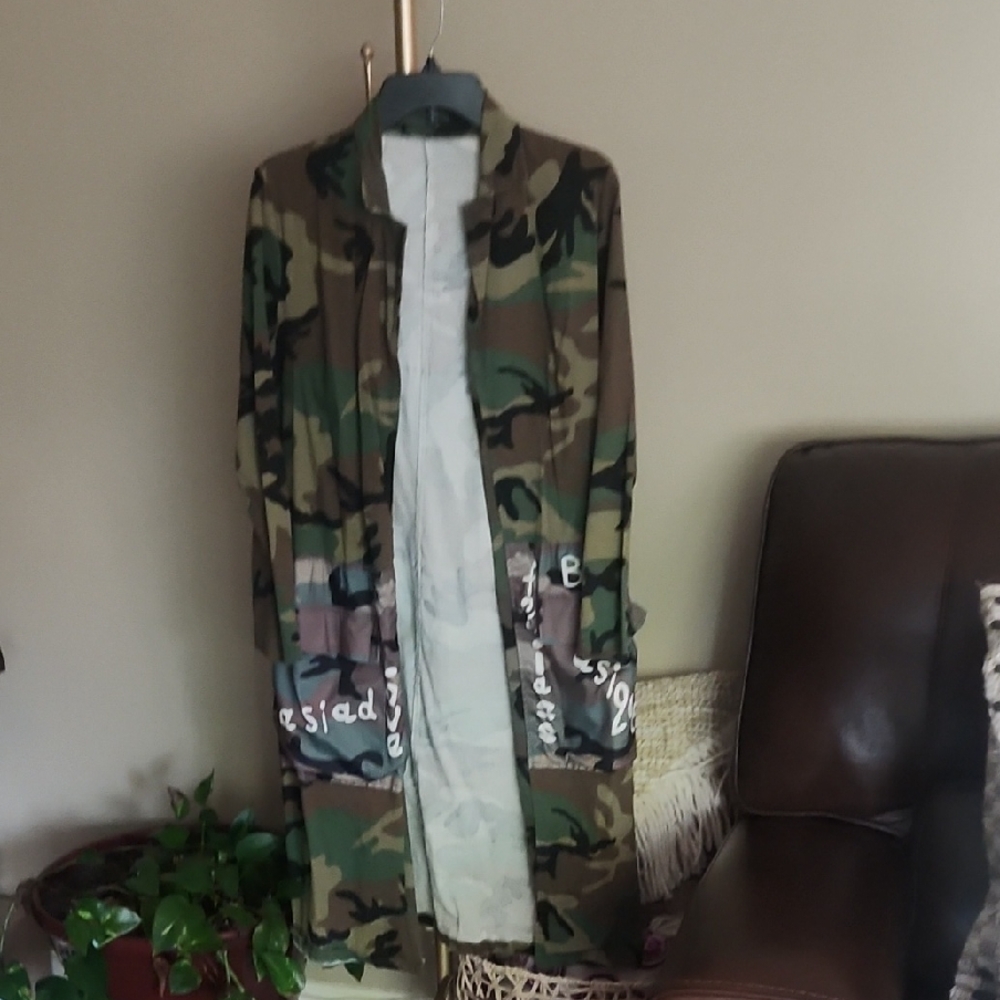 Camo Utility Long Jacket - Green Camouflage